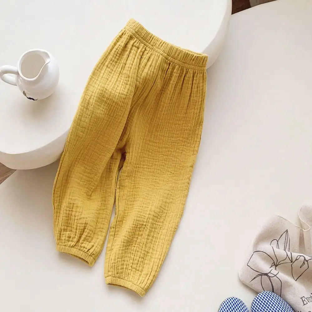 Primavera verão calças resistentes a mosquitos da criança nova casual calças soltas calças de cor sólida exterior wear meninos meninas calças versáteis