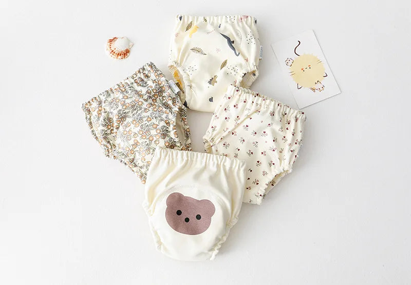 Calças de treinamento de bebê de algodão para crianças fralda à prova dwaterproof água roupa interior infantil calcinha lavável meninos menina fraldas de pano reutilizáveis