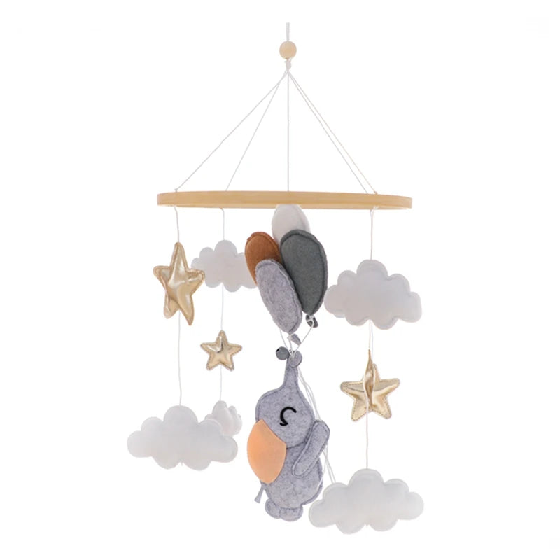 Berço de madeira móvel cama do bebê sino chocalho brinquedo macio feltro dos desenhos animados urso móvel pendurado caixa música recém-nascido cama sino pendurado suporte brinquedo