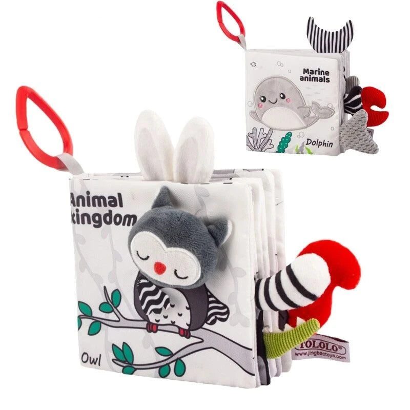 Livro do bebê preto e branco livros para bebês recém-nascidos cama berço pára-choques sensorial pano livro montessori alto contraste brinquedos do bebê 0-12 m