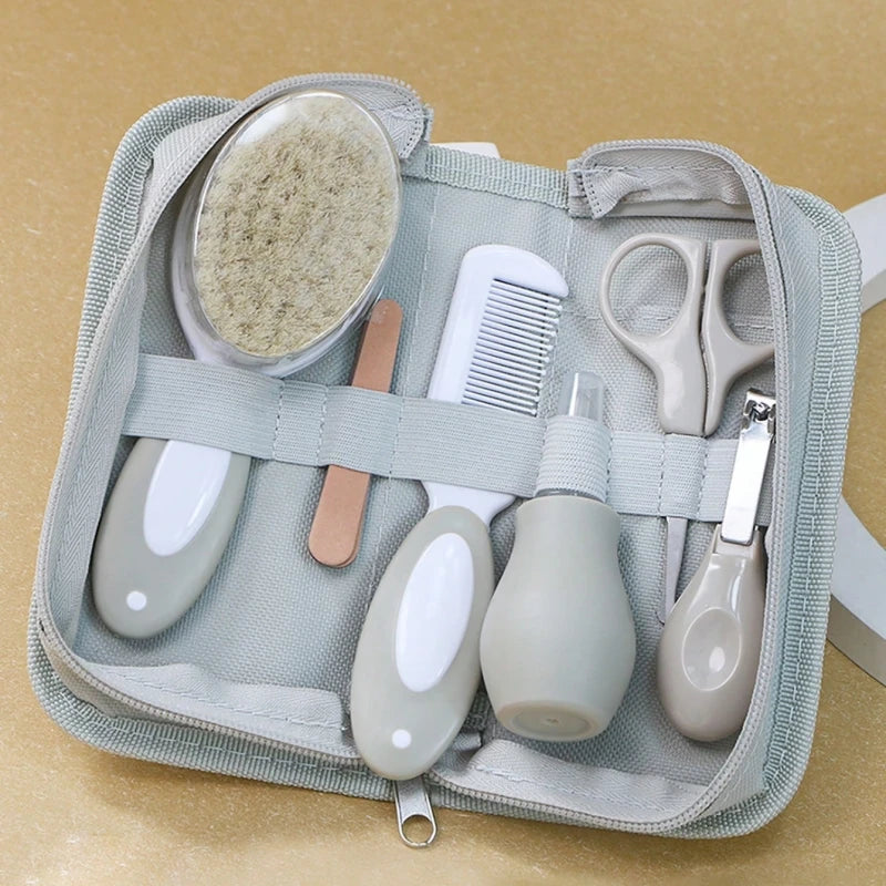 Kit de cuidados com o bebê, seis peças, inalador nasal do bebê, cortador de unhas, escova, pente, conjunto de tesouras, limpeza diária e acessórios de cuidados para bab