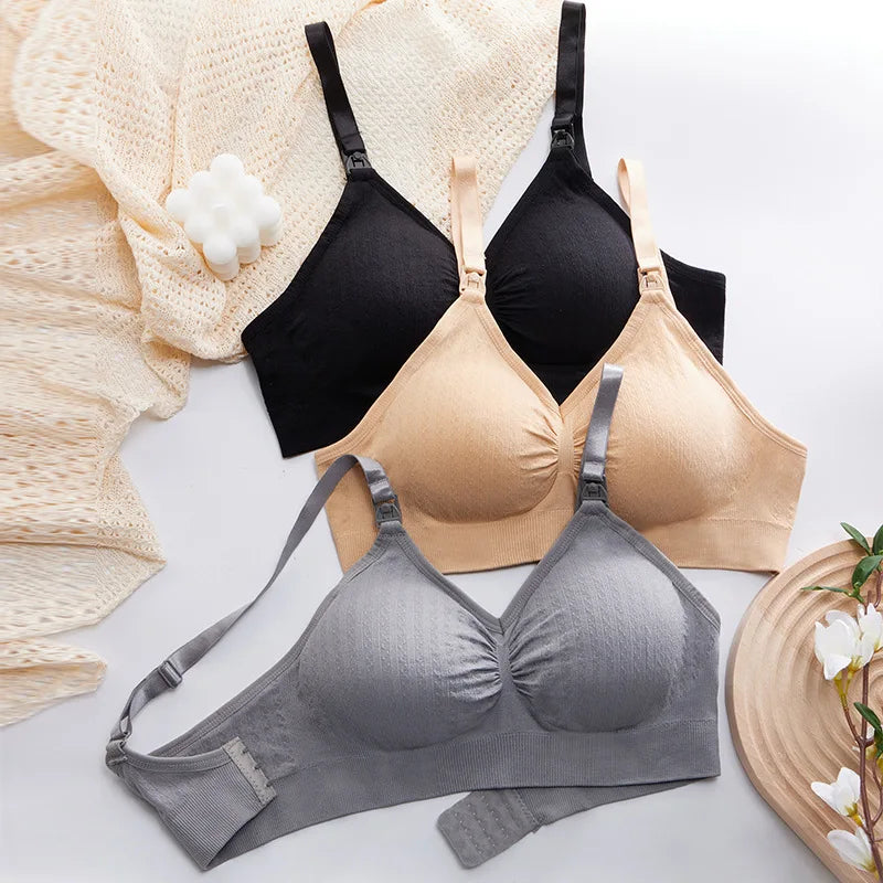 Nova alta qualidade única mão fivela frontal sutiã de enfermagem respirável mulheres amamentação roupa interior sem costura sutiã para grávidas push up