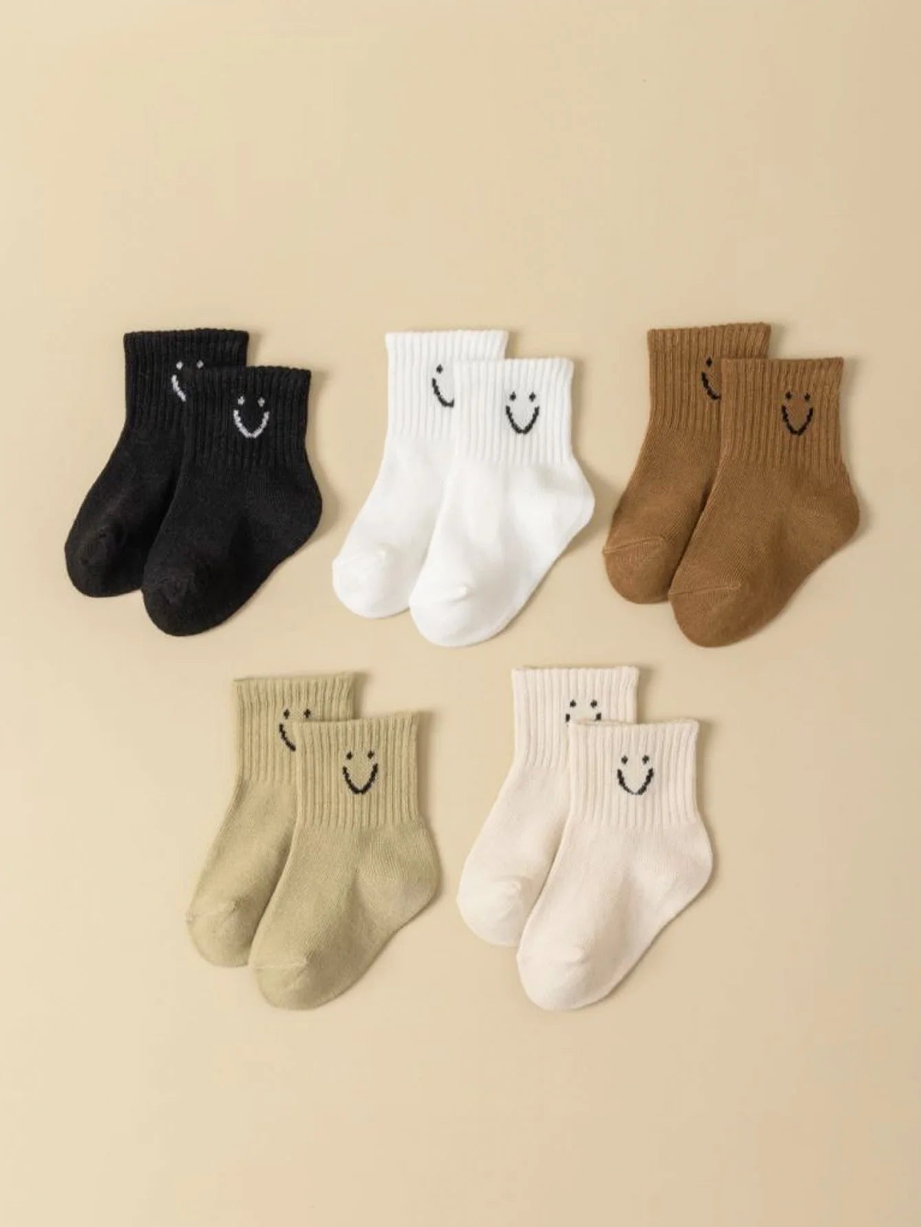 5 pares/set padrão de desenho animado para bebê e meias de cor sólida