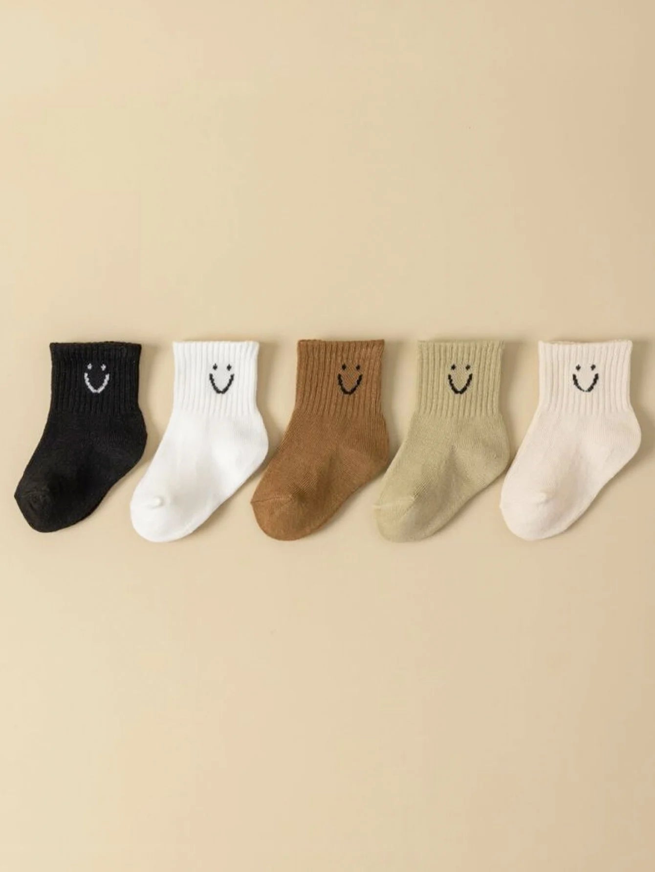 5 pares/set padrão de desenho animado para bebê e meias de cor sólida