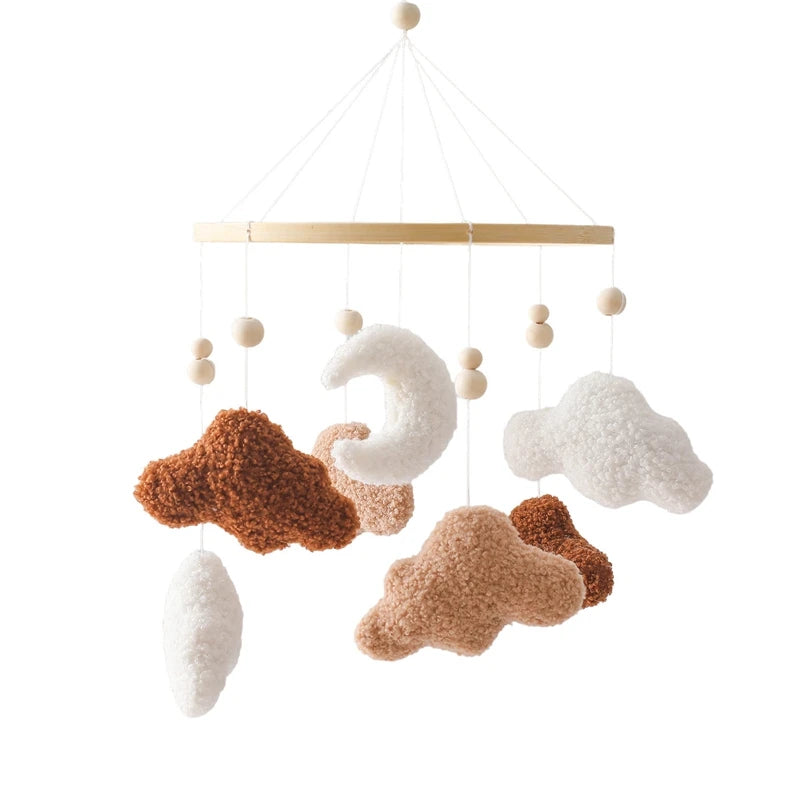Berço de madeira móvel cama do bebê sino chocalho brinquedo macio feltro dos desenhos animados urso móvel pendurado caixa música recém-nascido cama sino pendurado suporte brinquedo