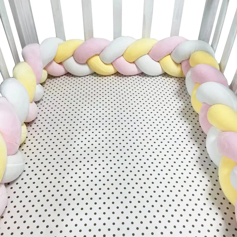 1m/2m/3m/4m nó trança pára-choques infantil berço protetor de almofada de pelúcia berço anti-colisão decoração do quarto cama do bebê pára-choques