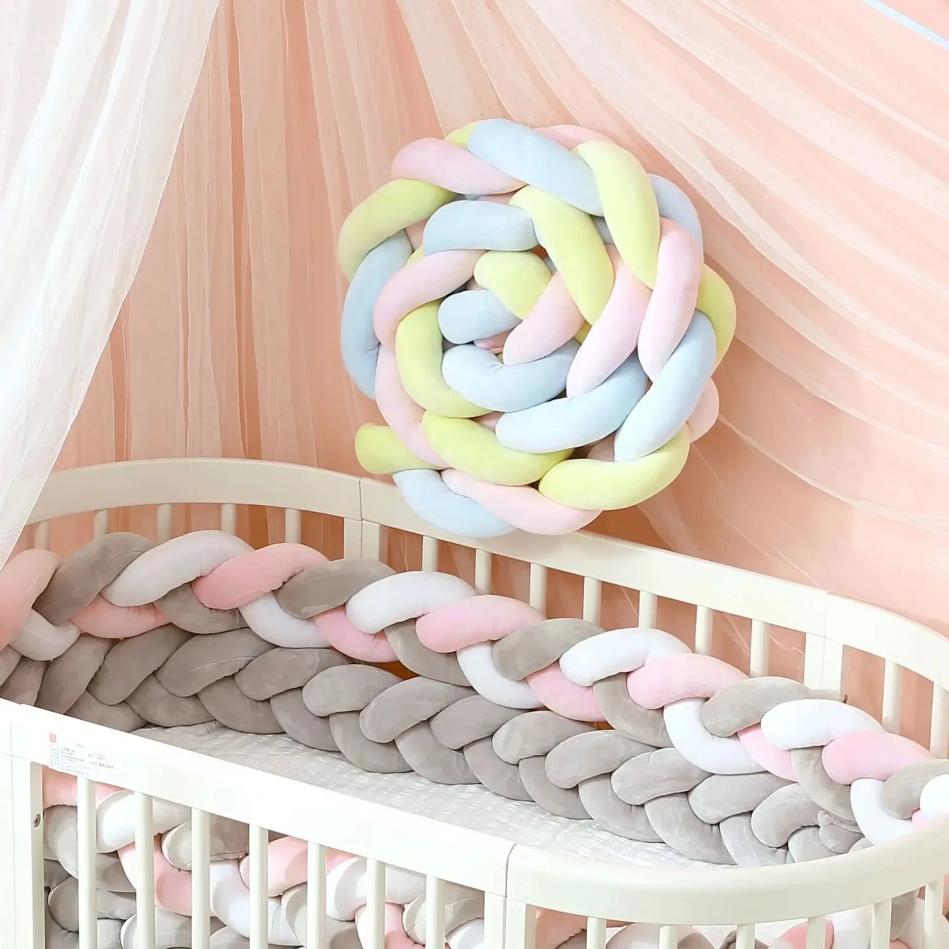 1m/2m/3m/4m nó trança pára-choques infantil berço protetor de almofada de pelúcia berço anti-colisão decoração do quarto cama do bebê pára-choques