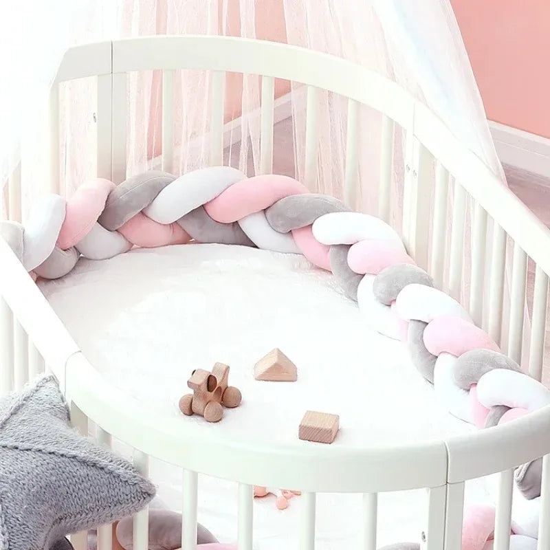 1m/2m/3m/4m nó trança pára-choques infantil berço protetor de almofada de pelúcia berço anti-colisão decoração do quarto cama do bebê pára-choques