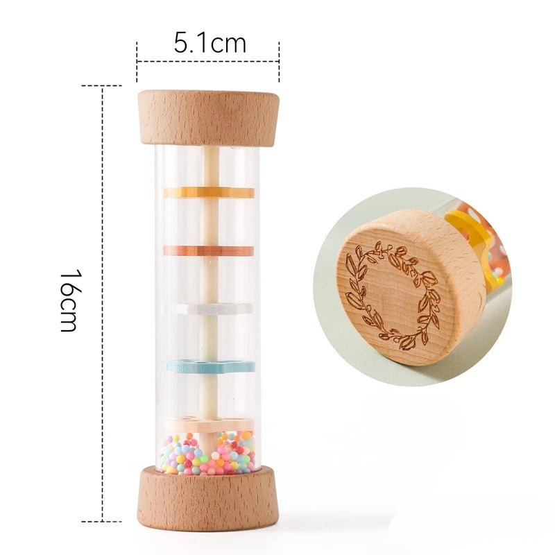 Montessori bebê Rain Stick, ampulheta arco-íris, chocalho musical, brinquedo educativo, colorido, brinquedos sensoriais para crianças