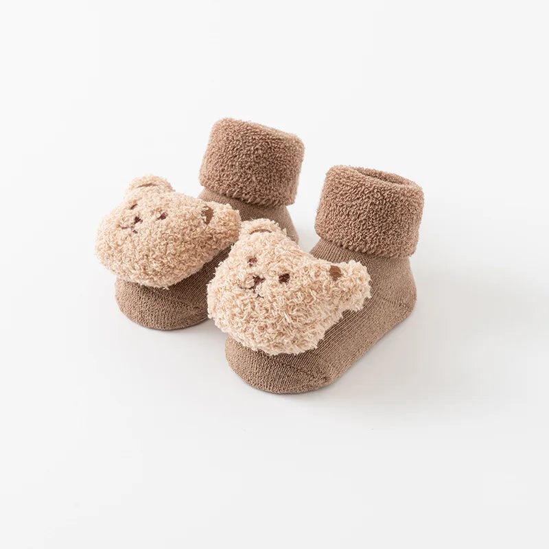 Bonito dos desenhos animados urso meias do bebê para meninos meninas primavera outono algodão macio anti deslizamento sola recém-nascido da criança meias crianças quentes socken