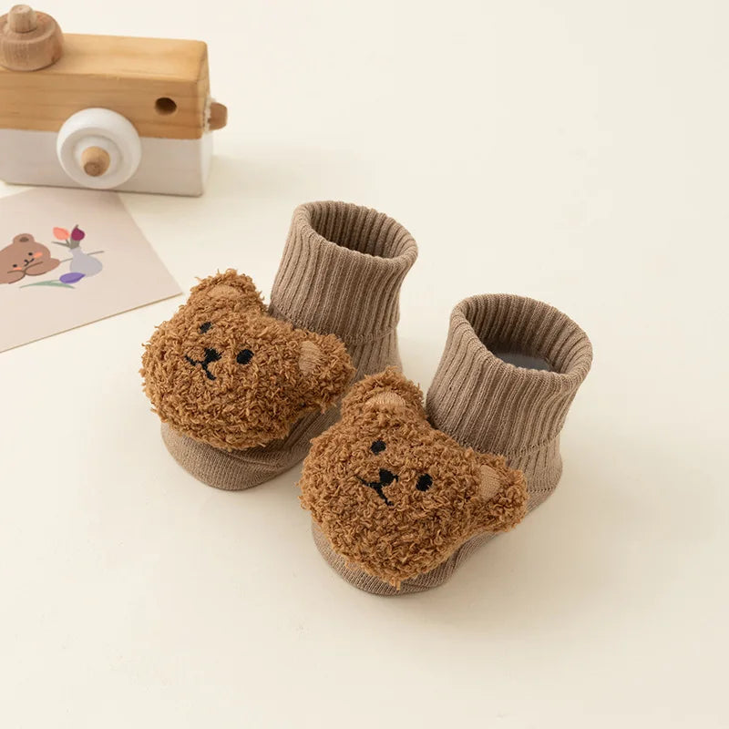 Bonito dos desenhos animados urso meias do bebê para meninos meninas primavera outono algodão macio anti deslizamento sola recém-nascido da criança meias crianças quentes socken