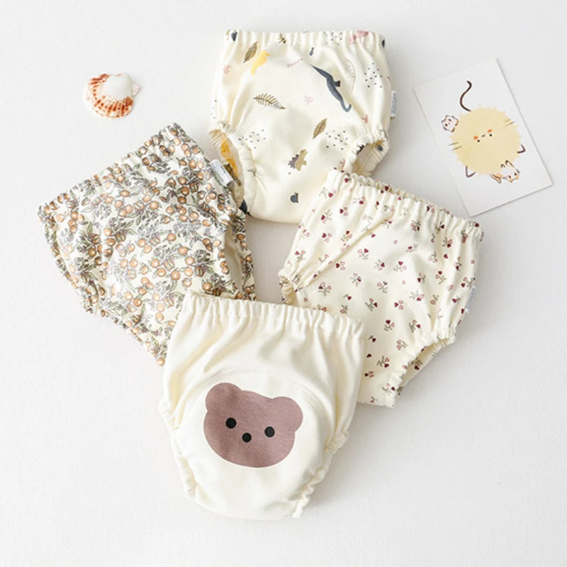 Calças de treinamento de bebê de algodão para crianças fralda à prova dwaterproof água roupa interior infantil calcinha lavável meninos menina fraldas de pano reutilizáveis