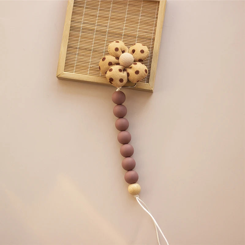 Suporte de chupeta de bebê flor silicone manequim clipe mordedor para bebês pingente coisas recém-nascidas presentes brinquedos para bebês 0-6 meses acessórios