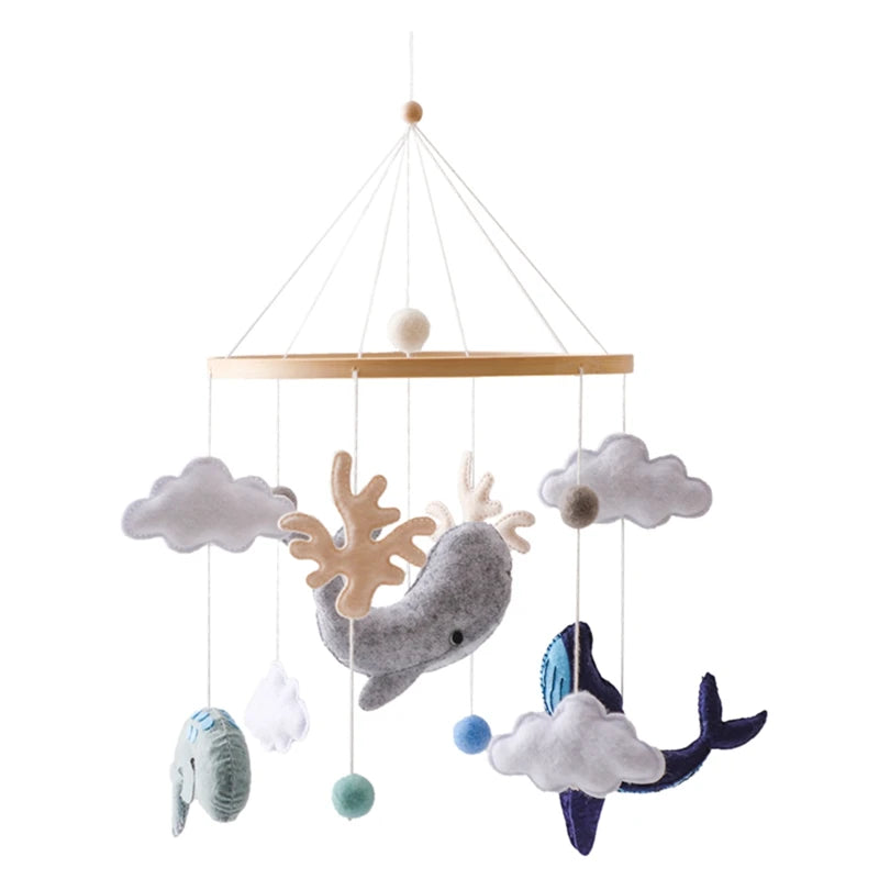 Berço de madeira móvel cama do bebê sino chocalho brinquedo macio feltro dos desenhos animados urso móvel pendurado caixa música recém-nascido cama sino pendurado suporte brinquedo