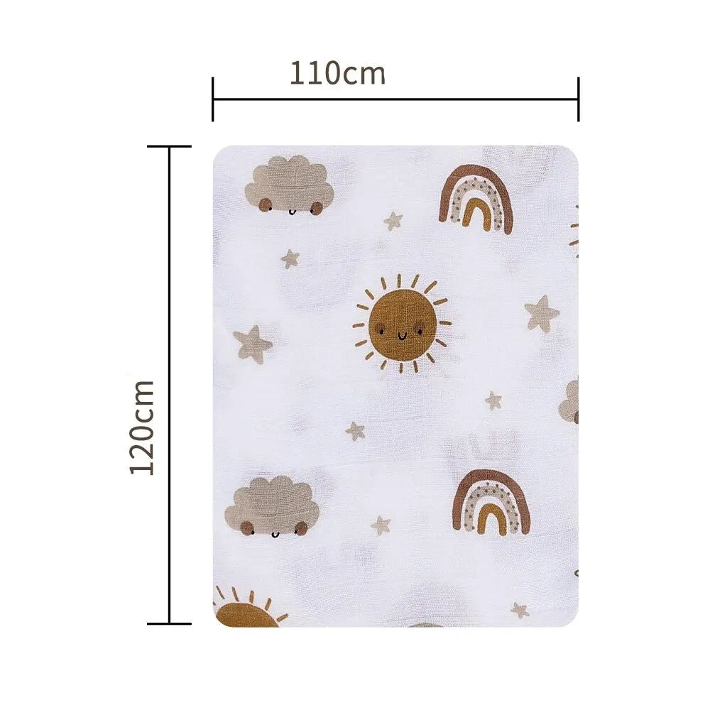 120x110cm algodão de bambu bebê musselina swaddle cobertor bonito macio impressão toalha do bebê envoltório