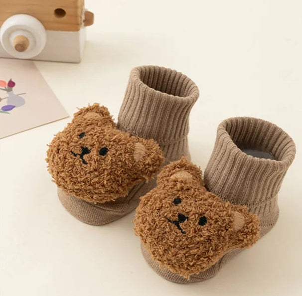 Bonito dos desenhos animados urso meias do bebê para meninos meninas primavera outono algodão macio anti deslizamento sola recém-nascido da criança meias crianças quentes socken