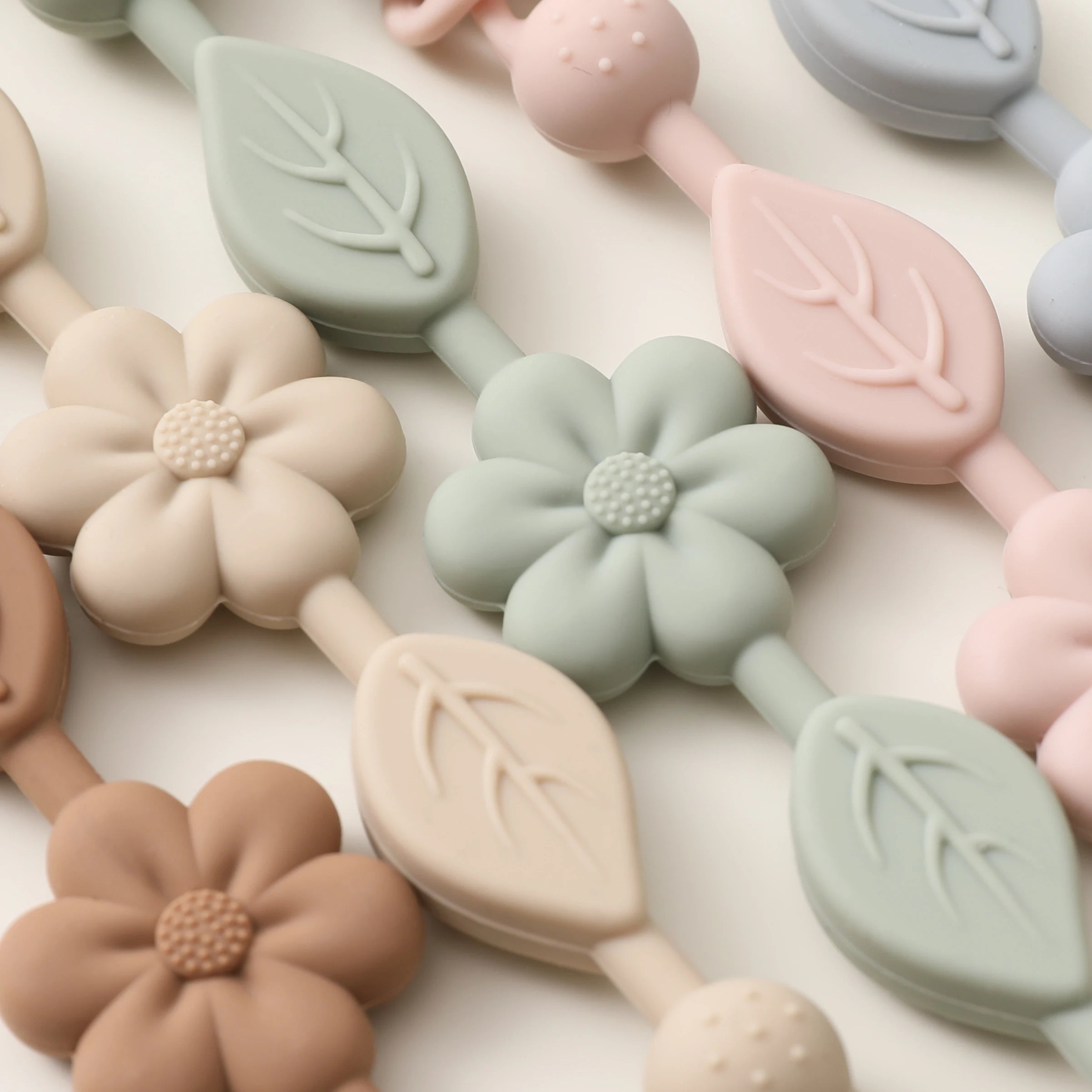 Baby silicone chupeta cadeia, 1 parte, anti-perda, ajustável, flor, adequado para recém-nascido, produtos de brinquedo
