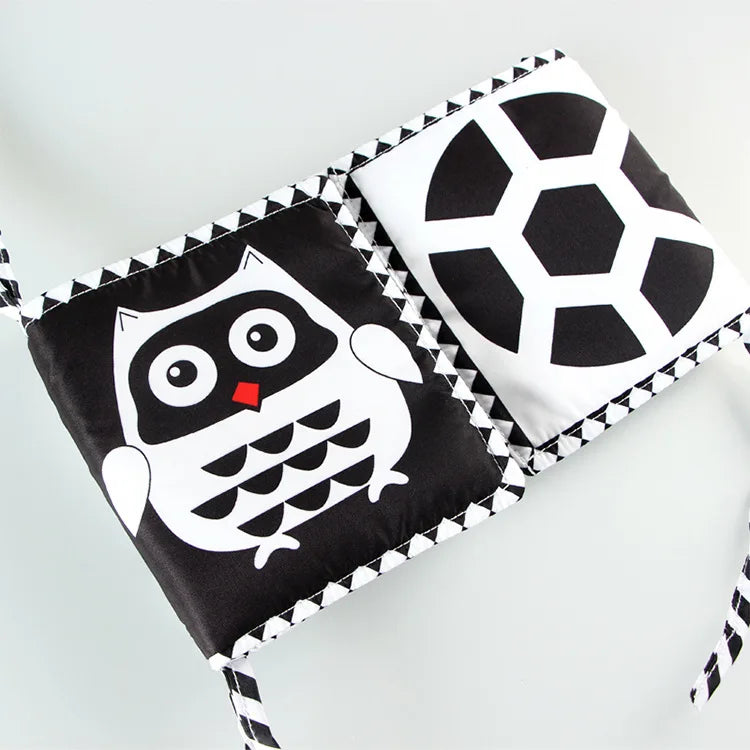 Livro do bebê preto e branco livros para bebês recém-nascidos cama berço pára-choques sensorial pano livro montessori alto contraste brinquedos do bebê 0-12 m