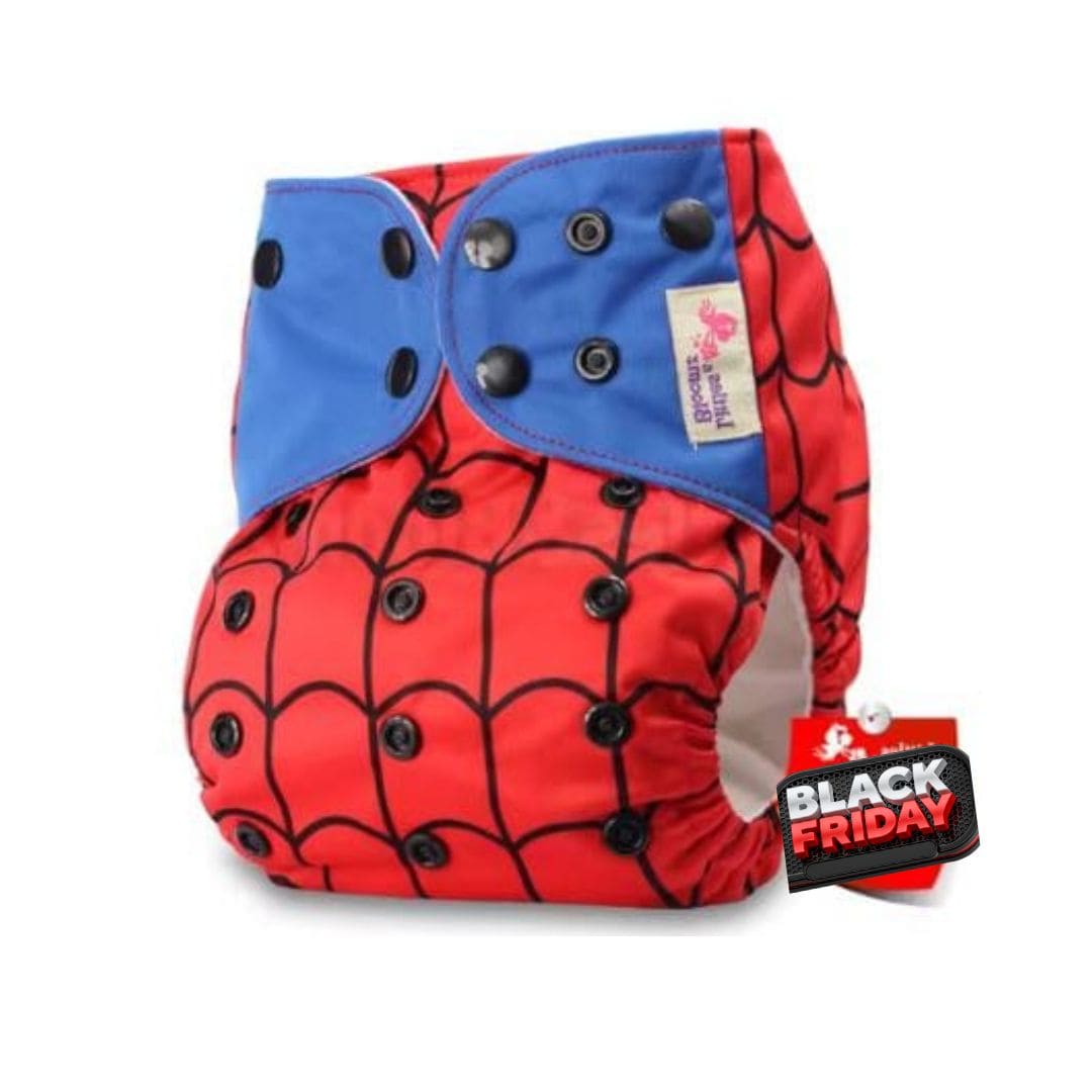 1 Fralda Ecológica Estampa Homem Aranha + 1 Absorvente Microfibra - Marca Littles&Bloomz