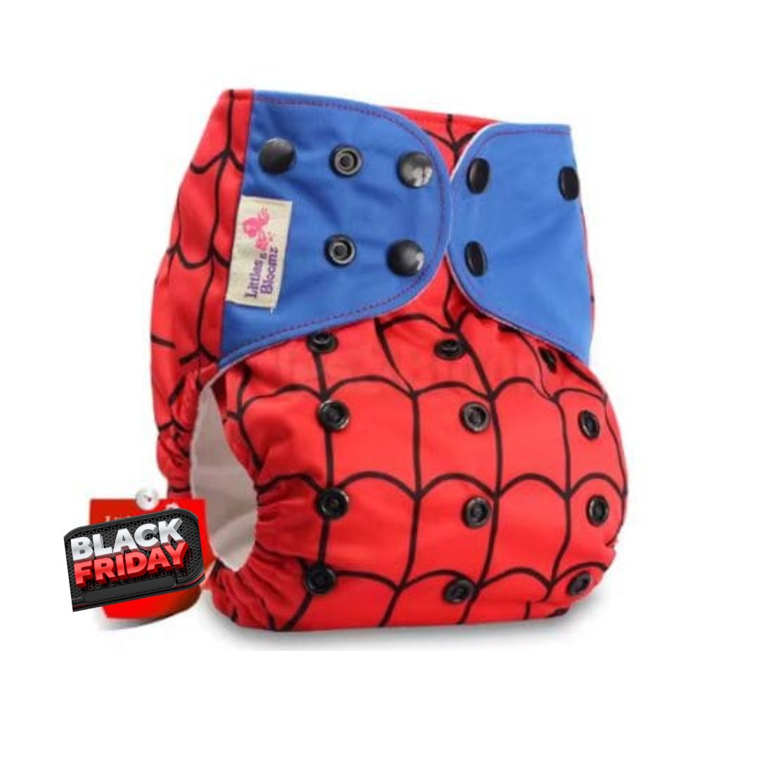 1 Fralda Ecológica Estampa Homem Aranha + 1 Absorvente Microfibra - Marca Littles&Bloomz