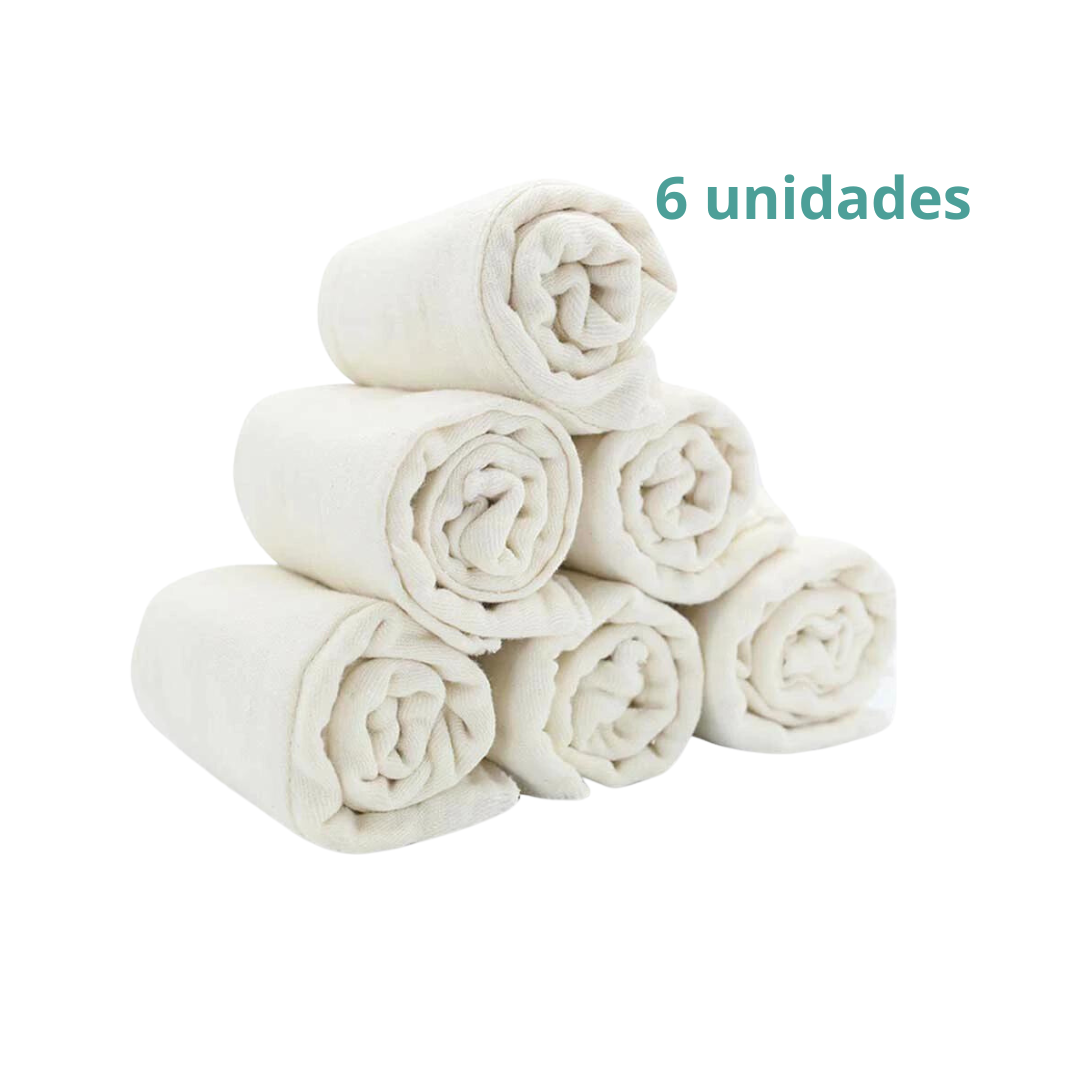 kit Com 6 Absorventes de Algodão Orgânico Happy Flute Tipo Aberto