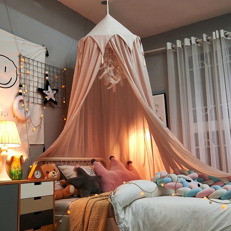 Pendurado cúpula mosquiteiro para bebês crianças berço cama tenda meninas crianças cama sala de estar decoração dossel canto tenda mosquiteiro bebe