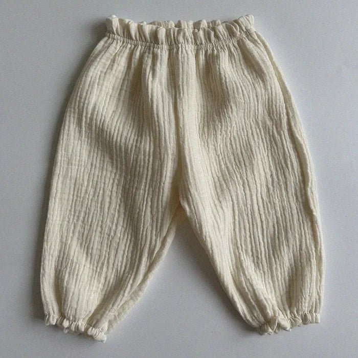 Calças de bebê de algodão orgânico recém-nascidos outono primavera verão inverno bonito impressão macia musselina roupas calças pantalons capris