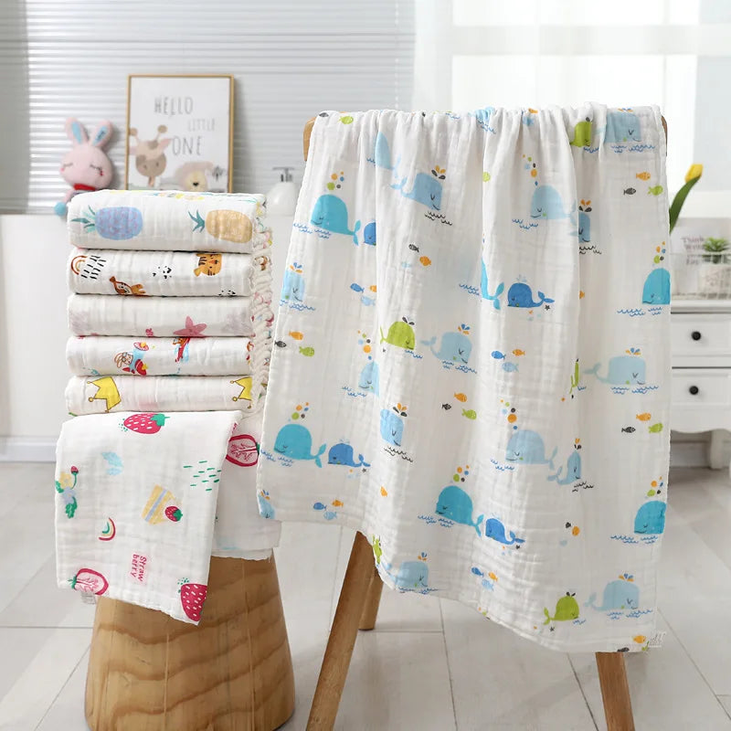 Toalha de banho de algodão para bebês, cobertor para meninos e meninas, roupão de banho para bebês recém-nascidos, 4 camadas de gaze, faixa infantil