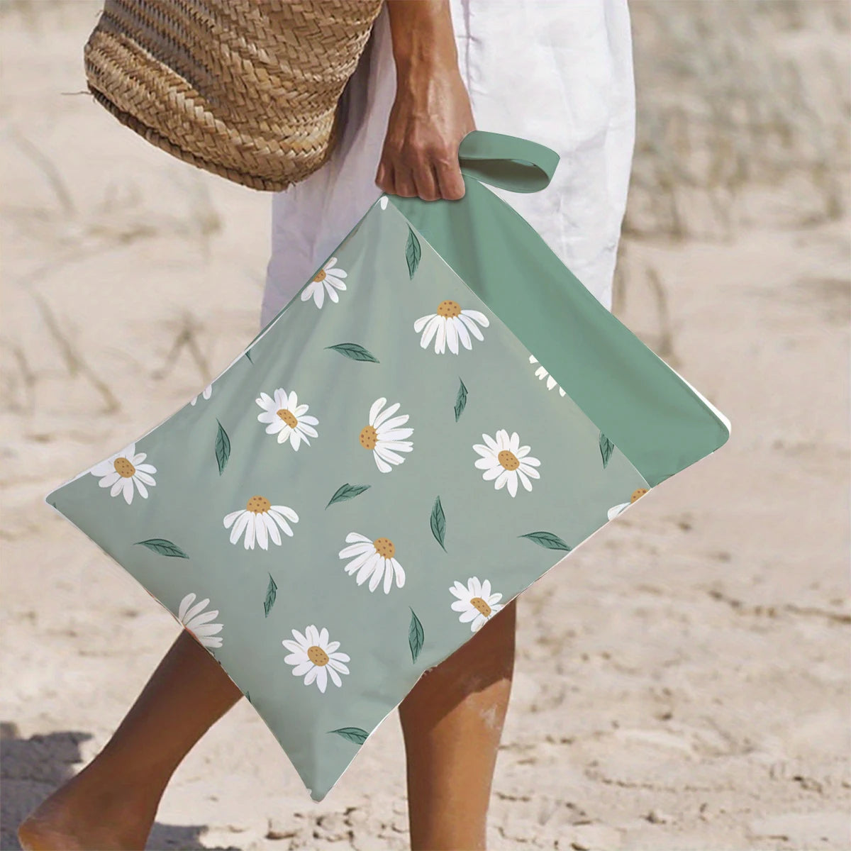 Bolsa molhada Happyflute para fraldas de bebê, bolsa de fraldas reutilizável à prova d'água com dois zíperes 30cm x 40cm