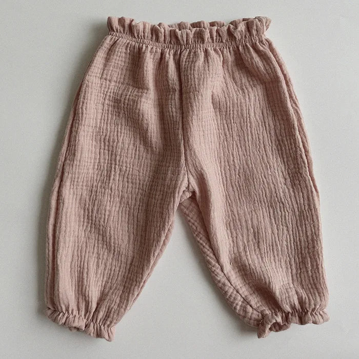 Calças de bebê de algodão orgânico recém-nascidos outono primavera verão inverno bonito impressão macia musselina roupas calças pantalons capris