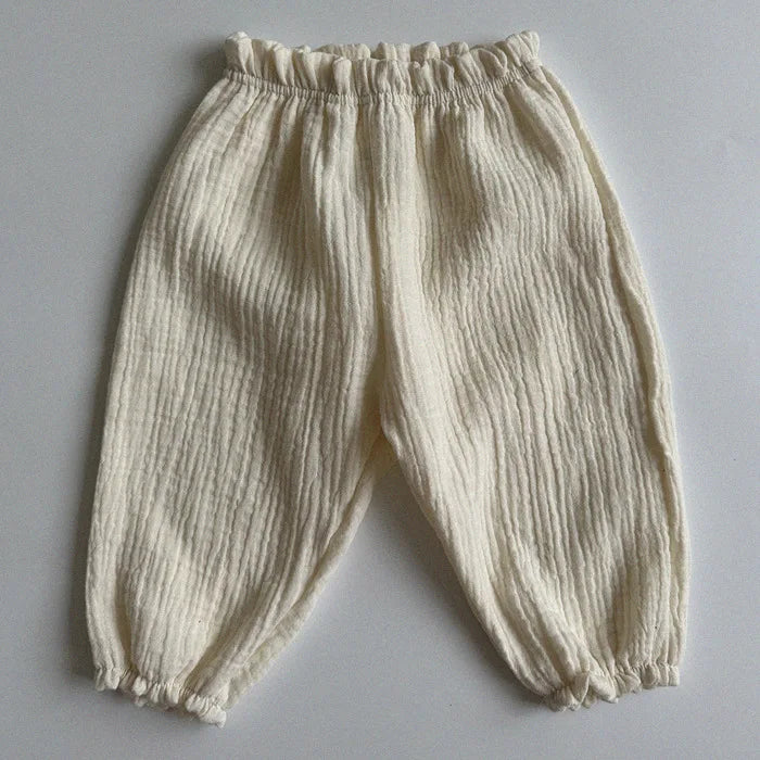 Calças de bebê de algodão orgânico recém-nascidos outono primavera verão inverno bonito impressão macia musselina roupas calças pantalons capris