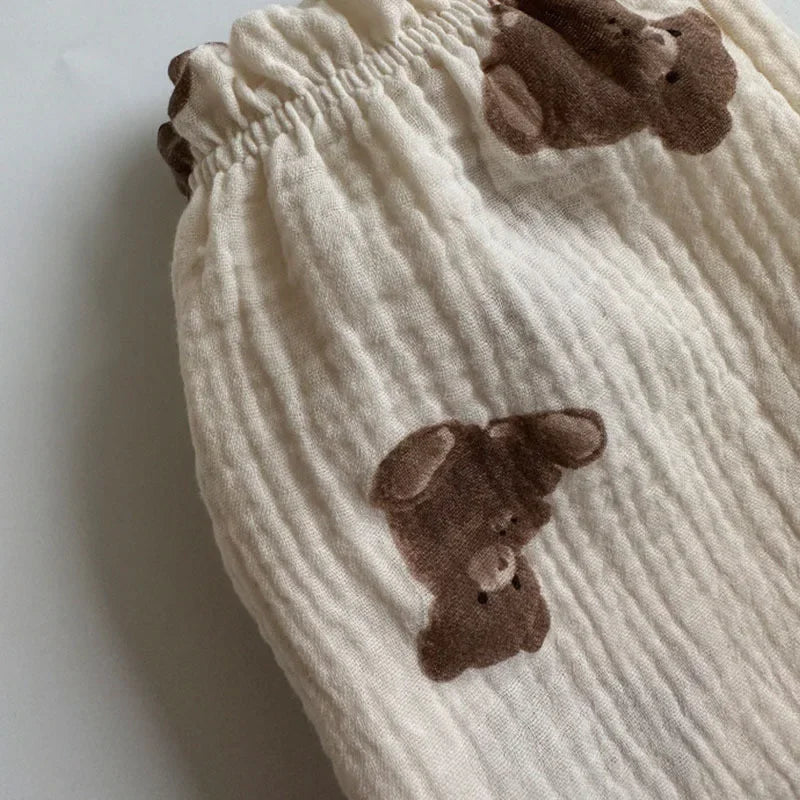 Calças de bebê de algodão orgânico recém-nascidos outono primavera verão inverno bonito impressão macia musselina roupas calças pantalons capris