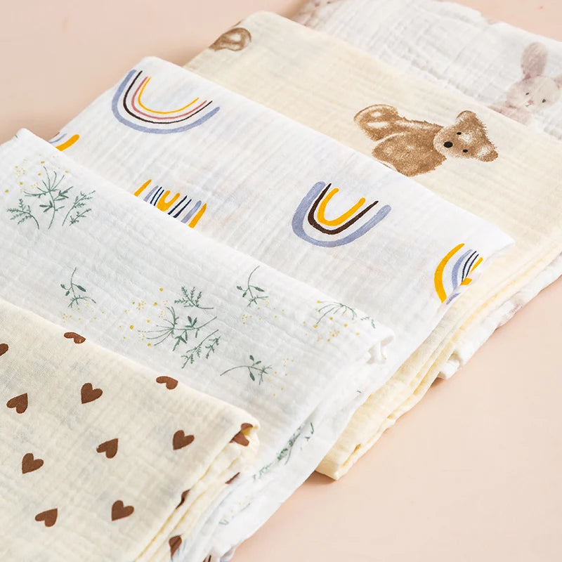 Ins cobertor de musselina para bebê, 2 camadas de algodão, cobertores para recém-nascidos, toalha de banho, roupa de cama de verão, itens para bebês, mãe e crianças