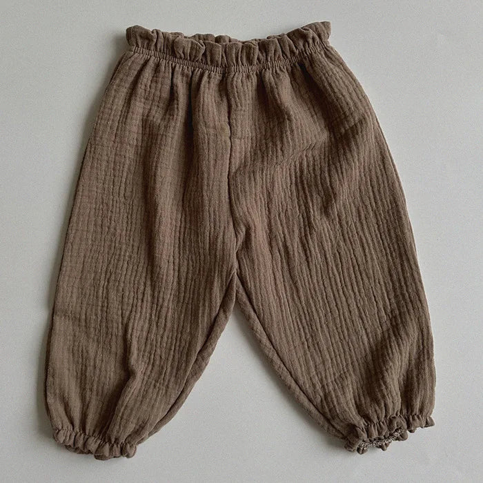 Calças de bebê de algodão orgânico recém-nascidos outono primavera verão inverno bonito impressão macia musselina roupas calças pantalons capris
