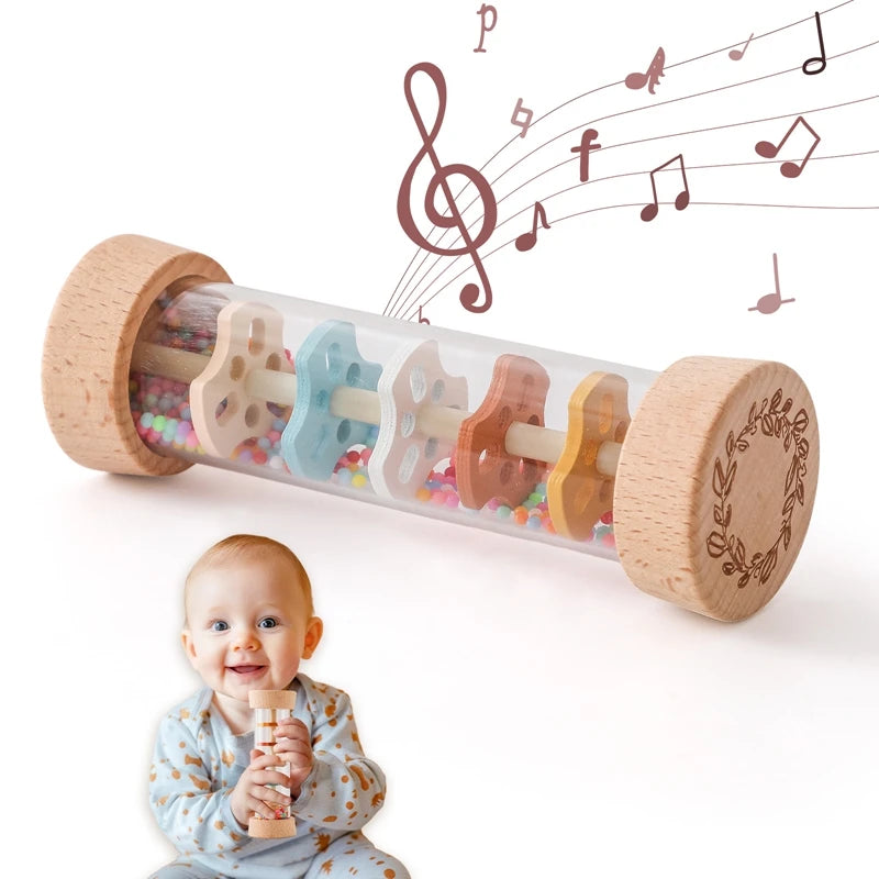 Montessori bebê Rain Stick, ampulheta arco-íris, chocalho musical, brinquedo educativo, colorido, brinquedos sensoriais para crianças