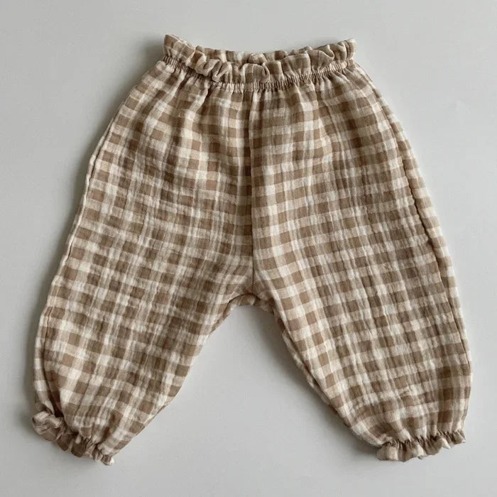 Calças de bebê de algodão orgânico recém-nascidos outono primavera verão inverno bonito impressão macia musselina roupas calças pantalons capris