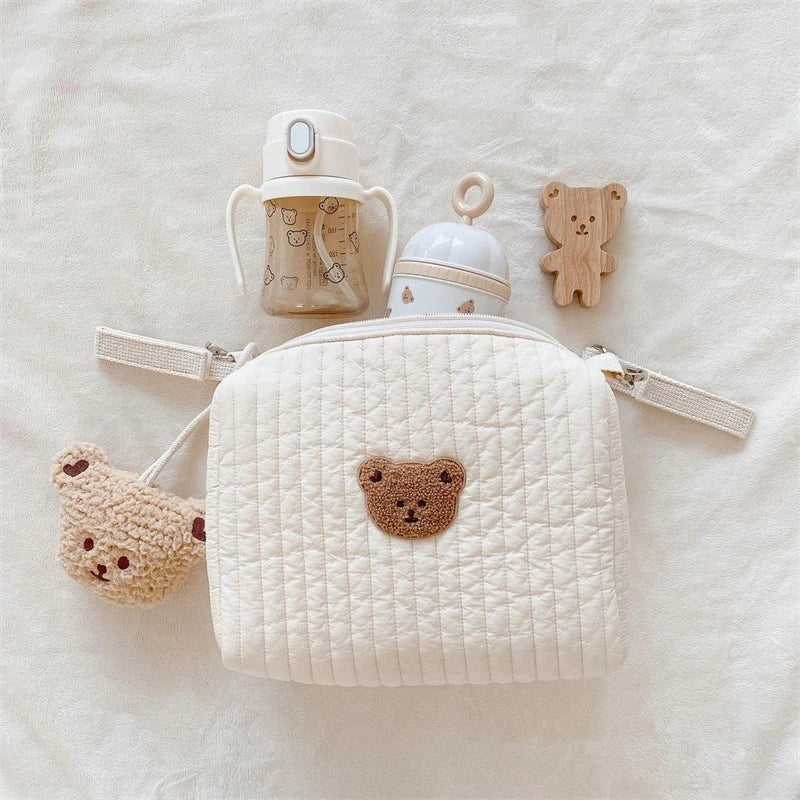 Saco de armazenamento portátil de algodão com zíper bordado saco de fraldas reutilizáveis absorventes higiênicos organizador sacos de carrinho cosméticos bolsa