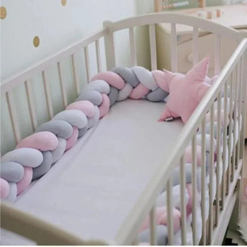 1m/2m/3m/4m nó trança pára-choques infantil berço protetor de almofada de pelúcia berço anti-colisão decoração do quarto cama do bebê pára-choques