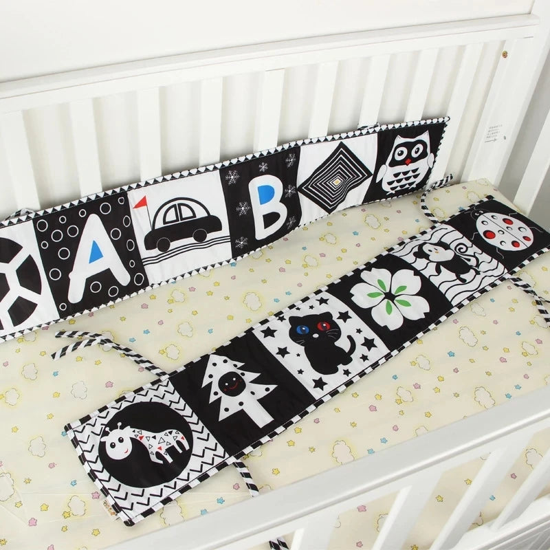 Livro do bebê preto e branco livros para bebês recém-nascidos cama berço pára-choques sensorial pano livro montessori alto contraste brinquedos do bebê 0-12 m
