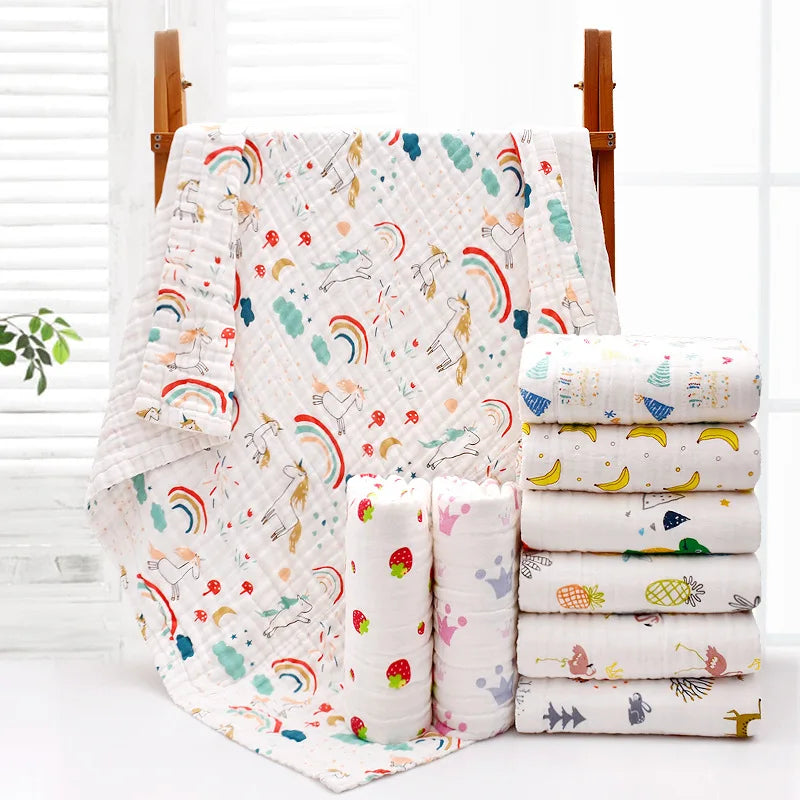 Toalha de banho de algodão para bebês, cobertor para meninos e meninas, roupão de banho para bebês recém-nascidos, 4 camadas de gaze, faixa infantil