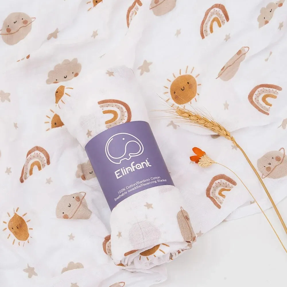 120x110cm algodão de bambu bebê musselina swaddle cobertor bonito macio impressão toalha do bebê envoltório