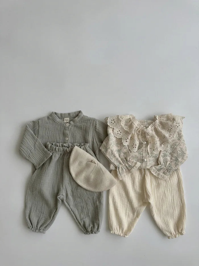 Calças de bebê de algodão orgânico recém-nascidos outono primavera verão inverno bonito impressão macia musselina roupas calças pantalons capris