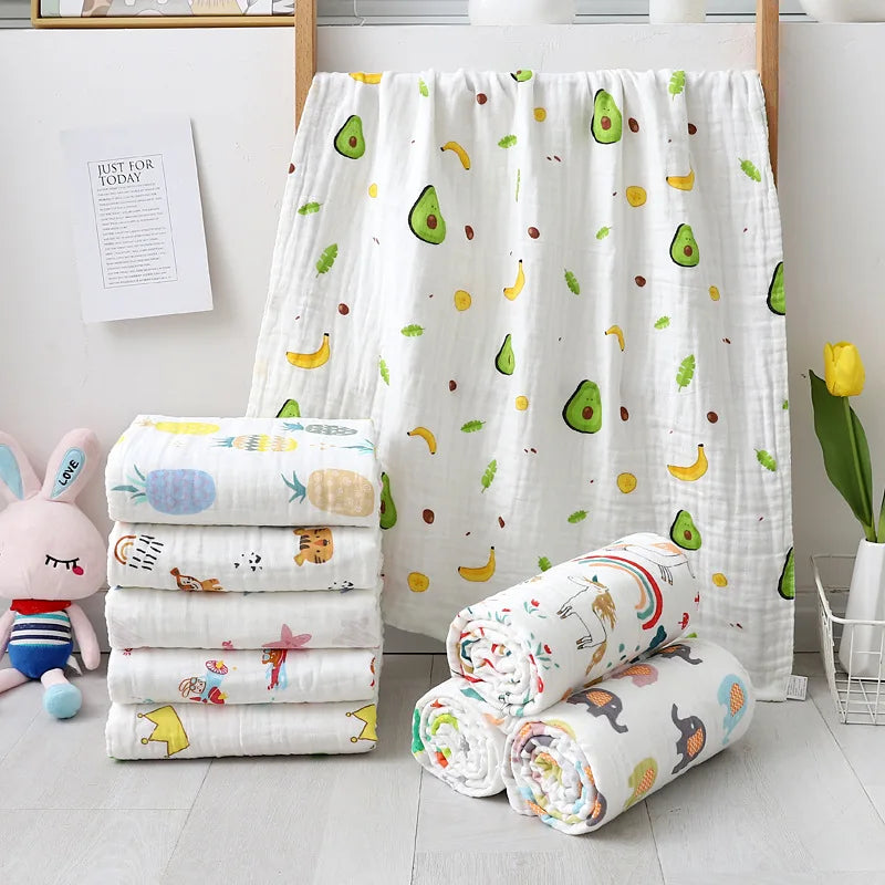 Toalha de banho de algodão para bebês, cobertor para meninos e meninas, roupão de banho para bebês recém-nascidos, 4 camadas de gaze, faixa infantil