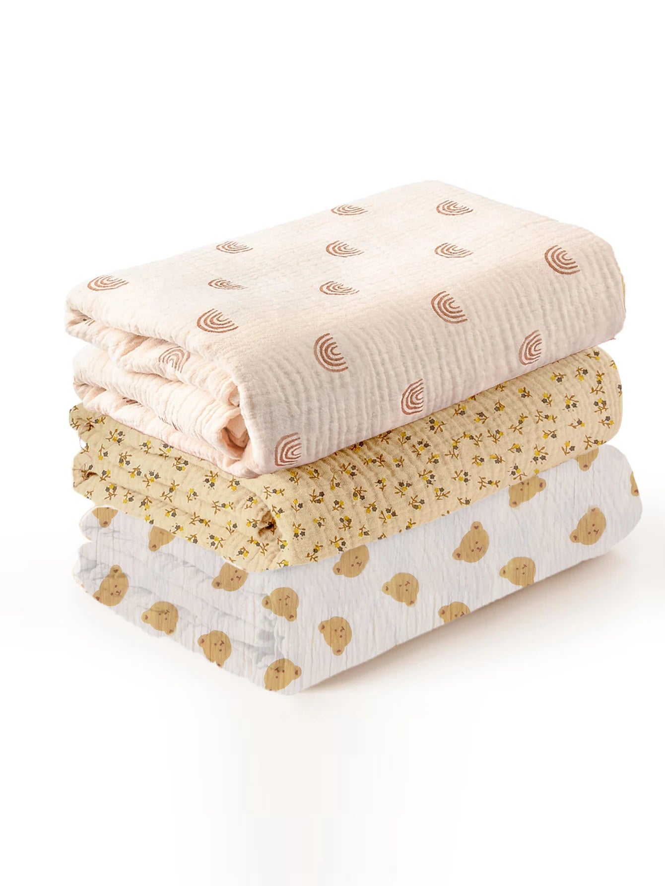 3 Pçs/set Macio Respirável Bebê Receber Cobertor Musselina Swaddle Cobertores