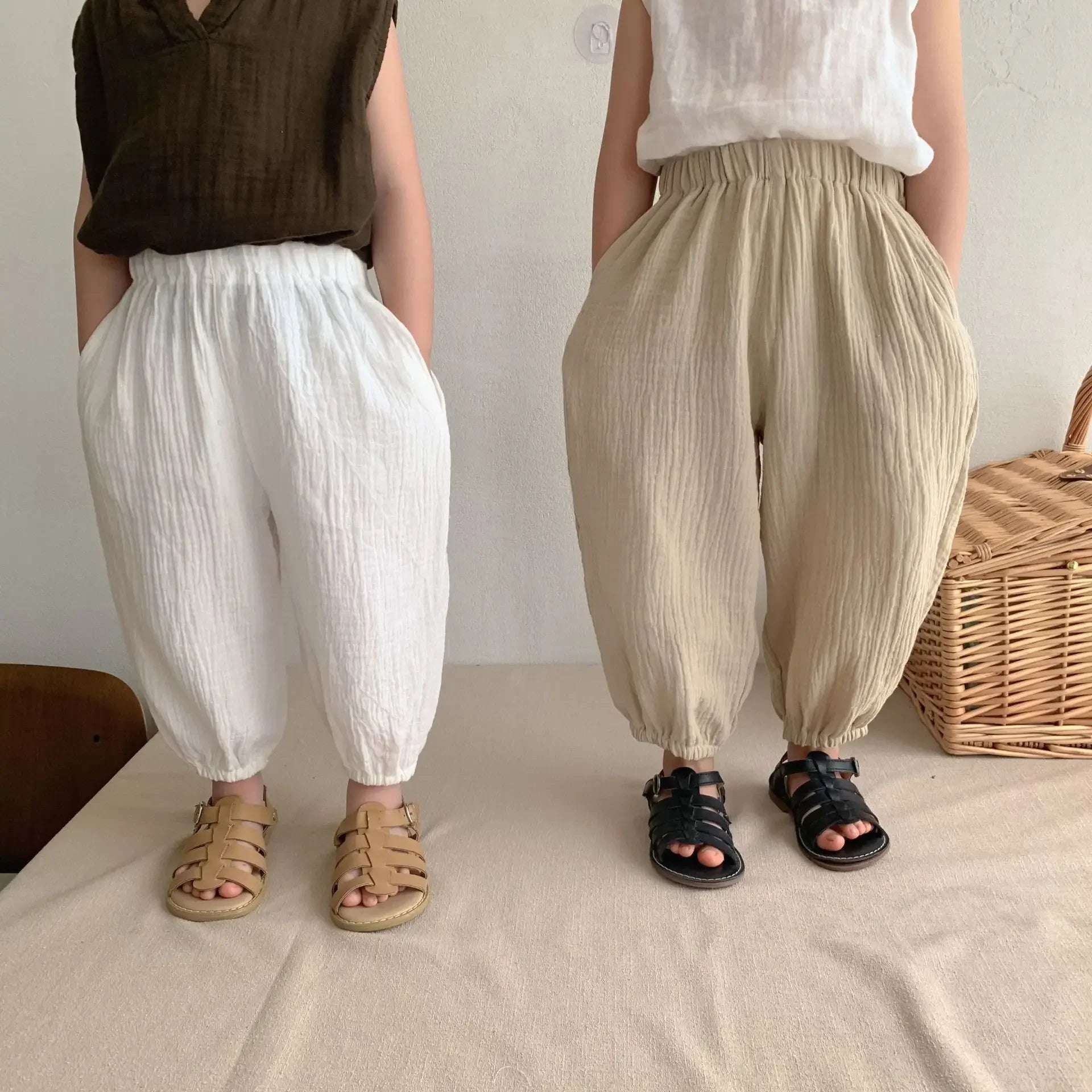 Calças de bebê de algodão orgânico recém-nascidos outono primavera verão inverno bonito impressão macia musselina roupas calças pantalons capris
