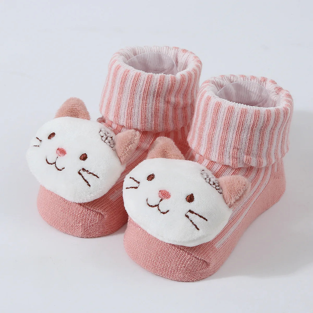 Meias de bebê primavera e outono algodão macio meias de bebê recém-nascido no tubo dos desenhos animados 3d boneca infantil meninos meninas meias 0-6 meses