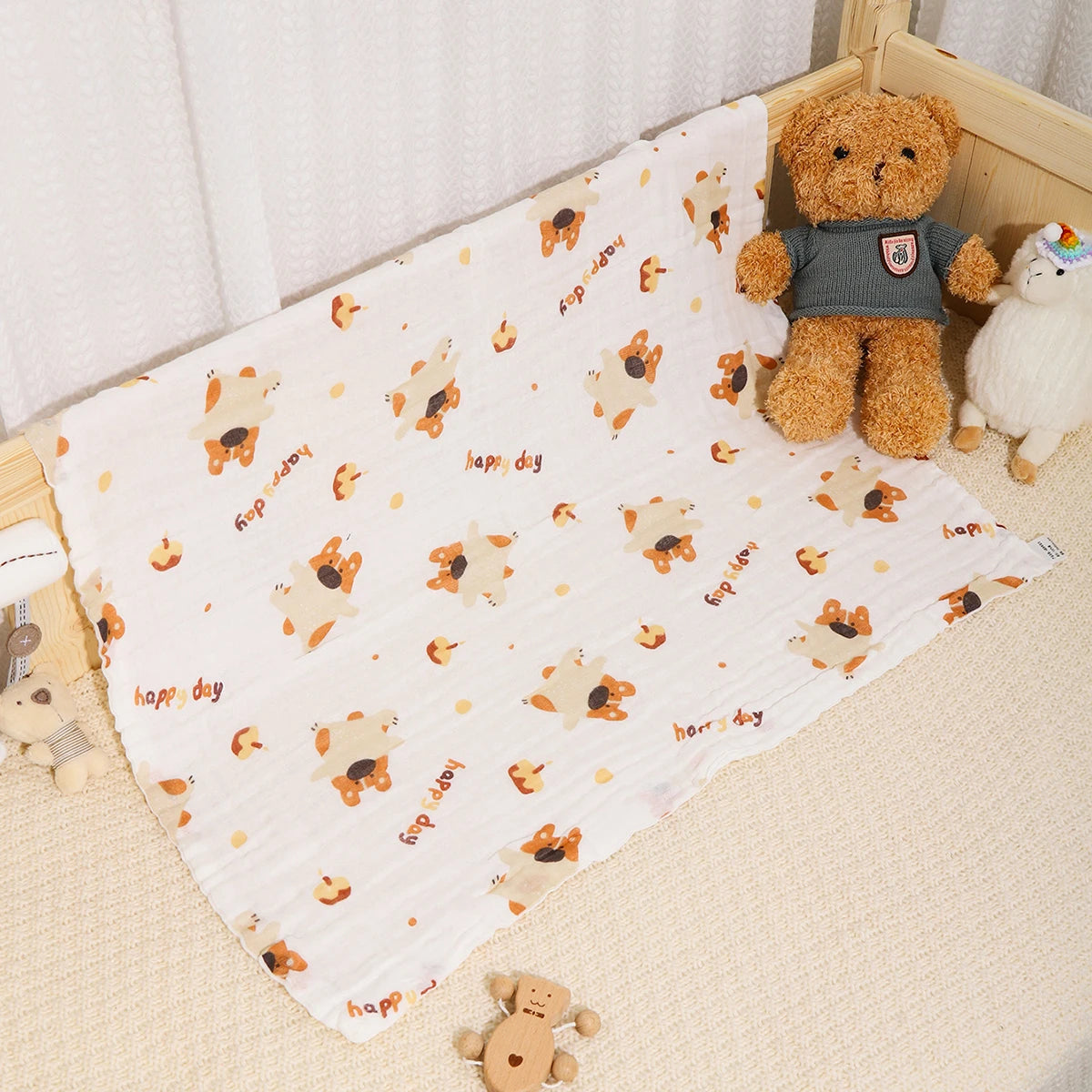 Toalha de banho de algodão para bebês, cobertor para meninos e meninas, roupão de banho para bebês recém-nascidos, 4 camadas de gaze, faixa infantil