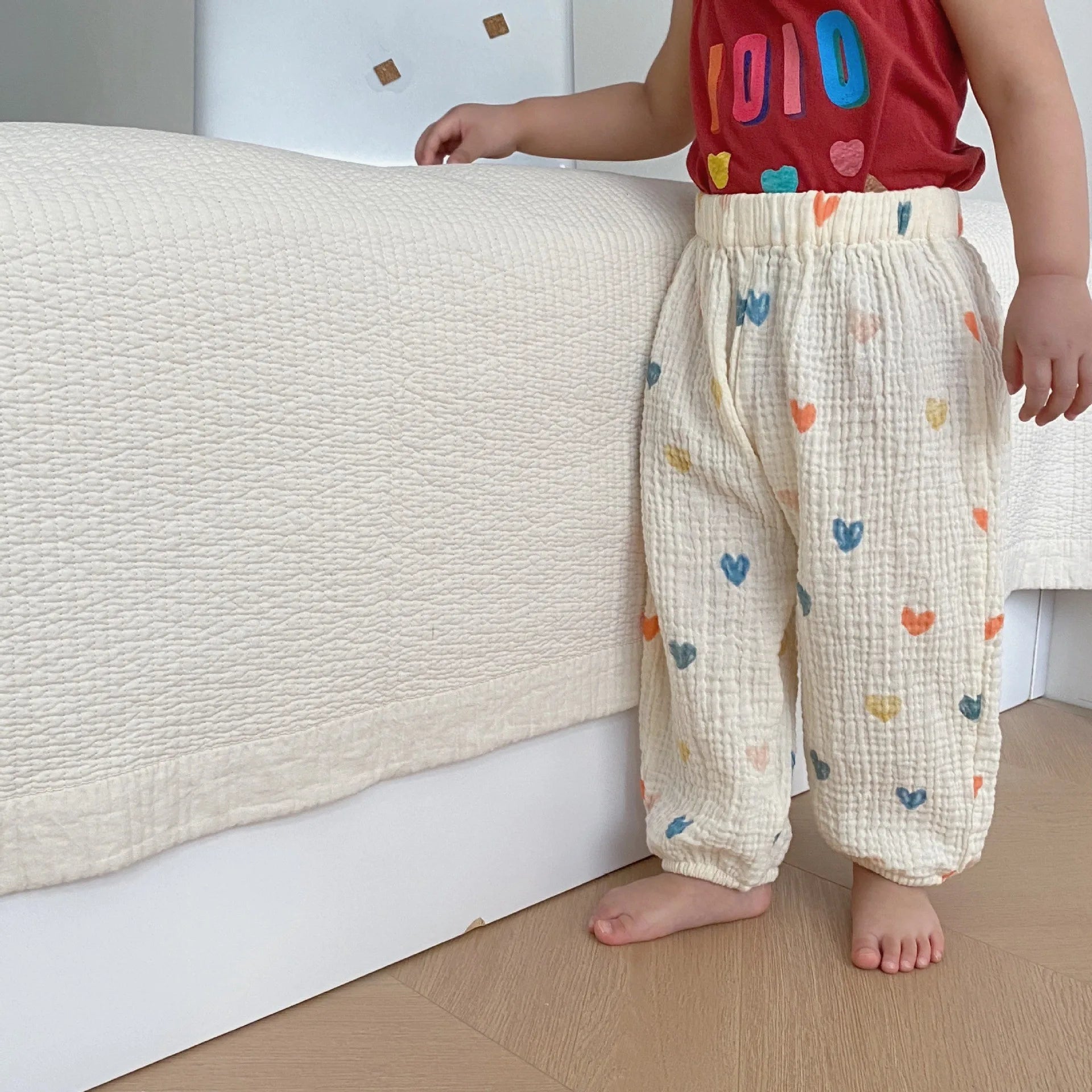 Novo designer de impressão calças do bebê unisex bonito harem calças ao ar livre da criança meninas verão moda fina solta calças comprimento total