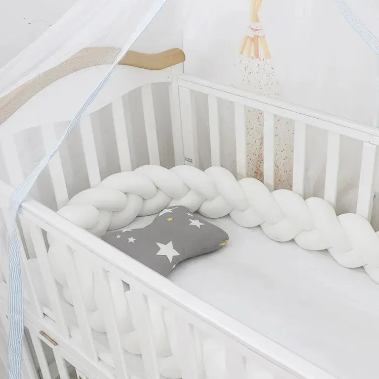 1m/2m/3m/4m nó trança pára-choques infantil berço protetor de almofada de pelúcia berço anti-colisão decoração do quarto cama do bebê pára-choques
