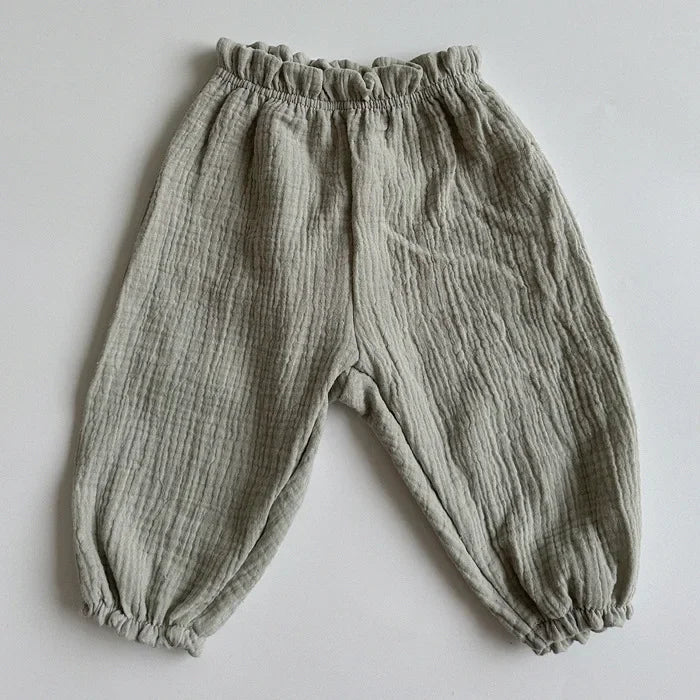 Calças de bebê de algodão orgânico recém-nascidos outono primavera verão inverno bonito impressão macia musselina roupas calças pantalons capris